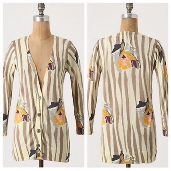 Anthropologie Sweaters - ANTHROPOLOGIE SPARROW Floral Striped Cardigan